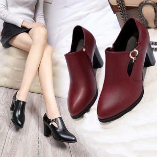 Chunky-heel Cutout Shoe Boots