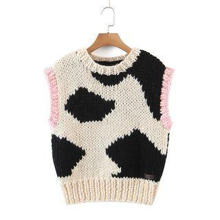 Color Block Sweater Vest White - One Size