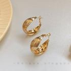 Twisted Alloy Hoop Earring A163 - 1 Pair - 925 Silver - Gold - One Size