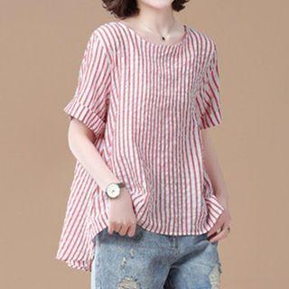 Short-sleeve Striped Tunic Top