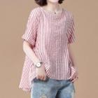 Short-sleeve Striped Tunic Top