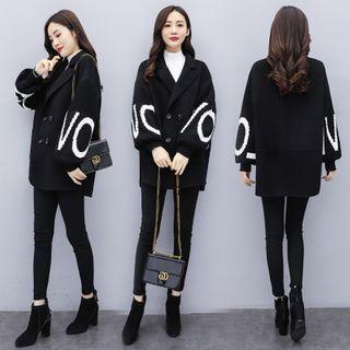 Double-breasted Lettering Wool Coat