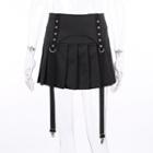 Pleated Strappy Mini A-line Skirt