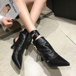 High-heel Lace-up Cutout Ankle Boots