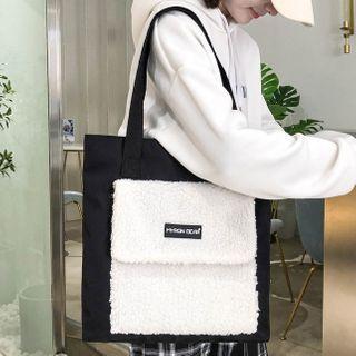Fleece Panel Tote Bag