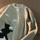 Round Neck Cat Sweater