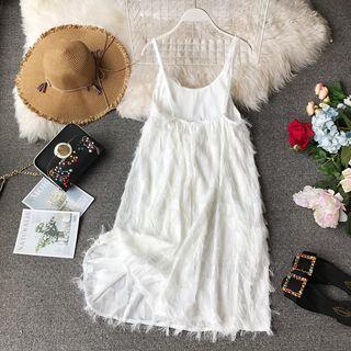 Feather Detail Sleeveless Dress