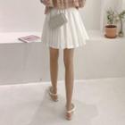 Pleated Chiffon Miniskirt White - One Size