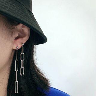 Chained Stainless Steel Dangle Earring 1 Pair - Silver - One Size