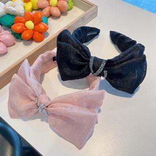 Rhinestone Bow Mesh Headband