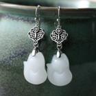 Alloy Faux Gemstone Dangle Earring 1 Pair - Cp575 - Silver & White - One Size