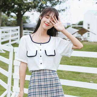 Square Neckline Short-sleeve Top