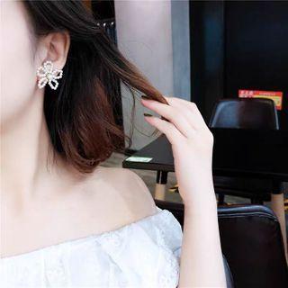Faux Pearl Flower Earring Steel - Silver - One Size