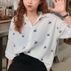 Elbow Sleeve Swan Print Shirt