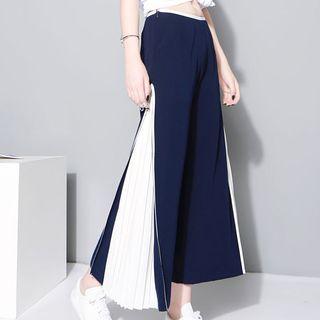 Pleated Panel Chiffon Wide Leg Pants