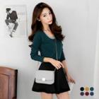 Mock Two-piece Color-block Round-neck Top