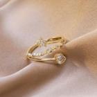 Rhinestone Star Layered Open Ring 1 Pc - As Shown In Figure - One Size