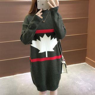 Printed Long-sleeve Knitted Dress