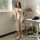 Cutaway Long Cable-knit Dress