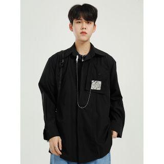 Brooch Accent Shirt Jacket