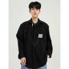 Brooch Accent Shirt Jacket