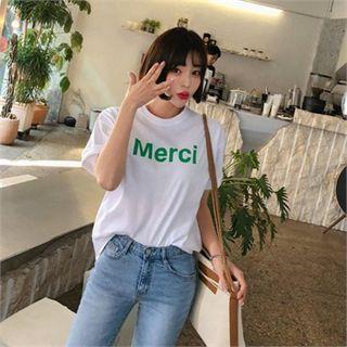 Merci Letter Print T-shirt