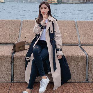 Two-tone Double-breasted Midi Trench Coat