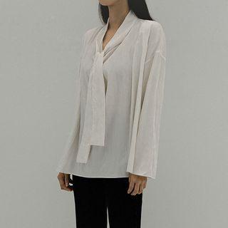 Tie-neck Draped Blouse