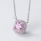 Geometric Rhinestone Necklace S925 Sterling Silver Necklace - One Size