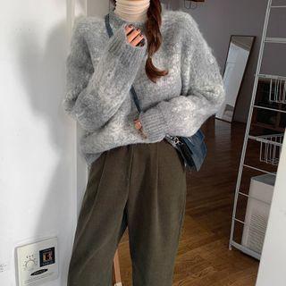 Round-neck Gradient Wool Blend Knit Top