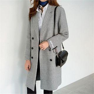 Wool Blend Glen Plaid Coat