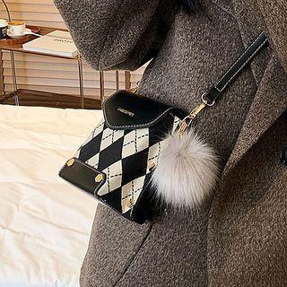 Argyle Panel Faux Leather Crossbody Bag