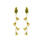 Fashion And Elegant Plated Gold Enamel Yellow Flower Long Earrings Golden - One Size