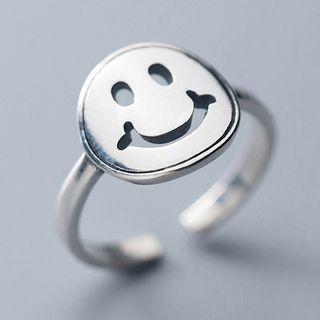 925 Sterling Silver Smiley Open Ring S925 Silver - Ring - Silver - One Size