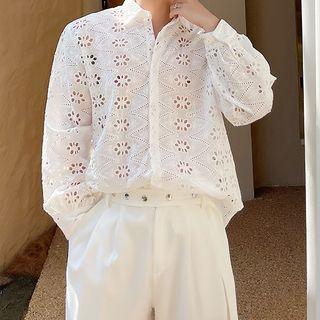 Long-sleeve Eyelet Lace Shirt