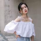 Puff-sleeve Cold-shoulder Blouse