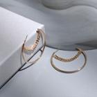 Alloy Chained Layered Open Hoop Earring 1 Pair - Gold - One Size