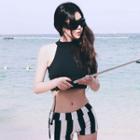High Neck Striped Bikini