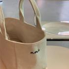 Letter Embroidered Tote Bag Ivory - One Size
