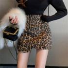 Leopard Print Asymmetrical Skirt