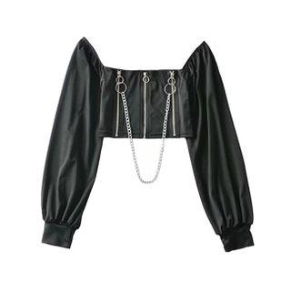Long-sleeve Chain Crop Top