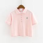 Rabbit Embroidered Short Sleeve Polo Shirt