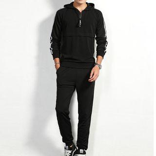 Set: Contrast Trim Hoodie + Jogger Pants