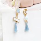 Non-matching Alloy Rabbit Moon & Star Tassel Dangle Earring