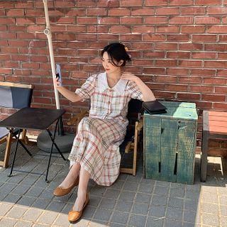 Plaid Tweed Long Shirtdress Ivory - One Size