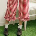Frilled Cropped Check Overall Pants One Size