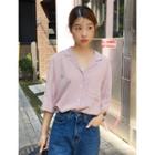 Notched-collar 3/4-sleeve Shirt