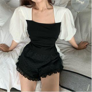 Color Block Short-sleeve Top / Shorts