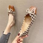 Bow Faux Pearl Houndstooth Fabric Flats