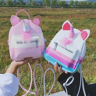 Faux Leather Unicorn Accent Backpack